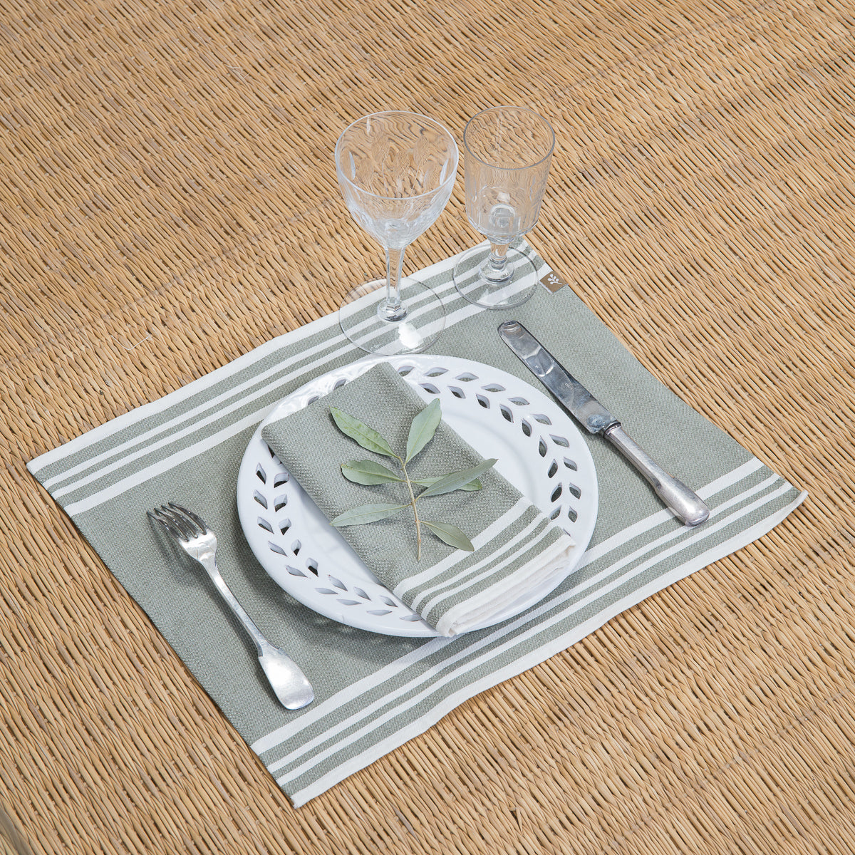 Set de table (x4) coton 35x50 MAHDIA - vert olive