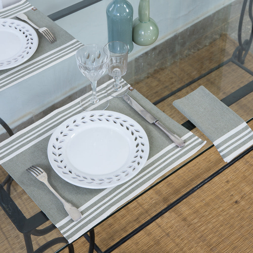 Set de table (x4) coton 35x50 MAHDIA - vert olive