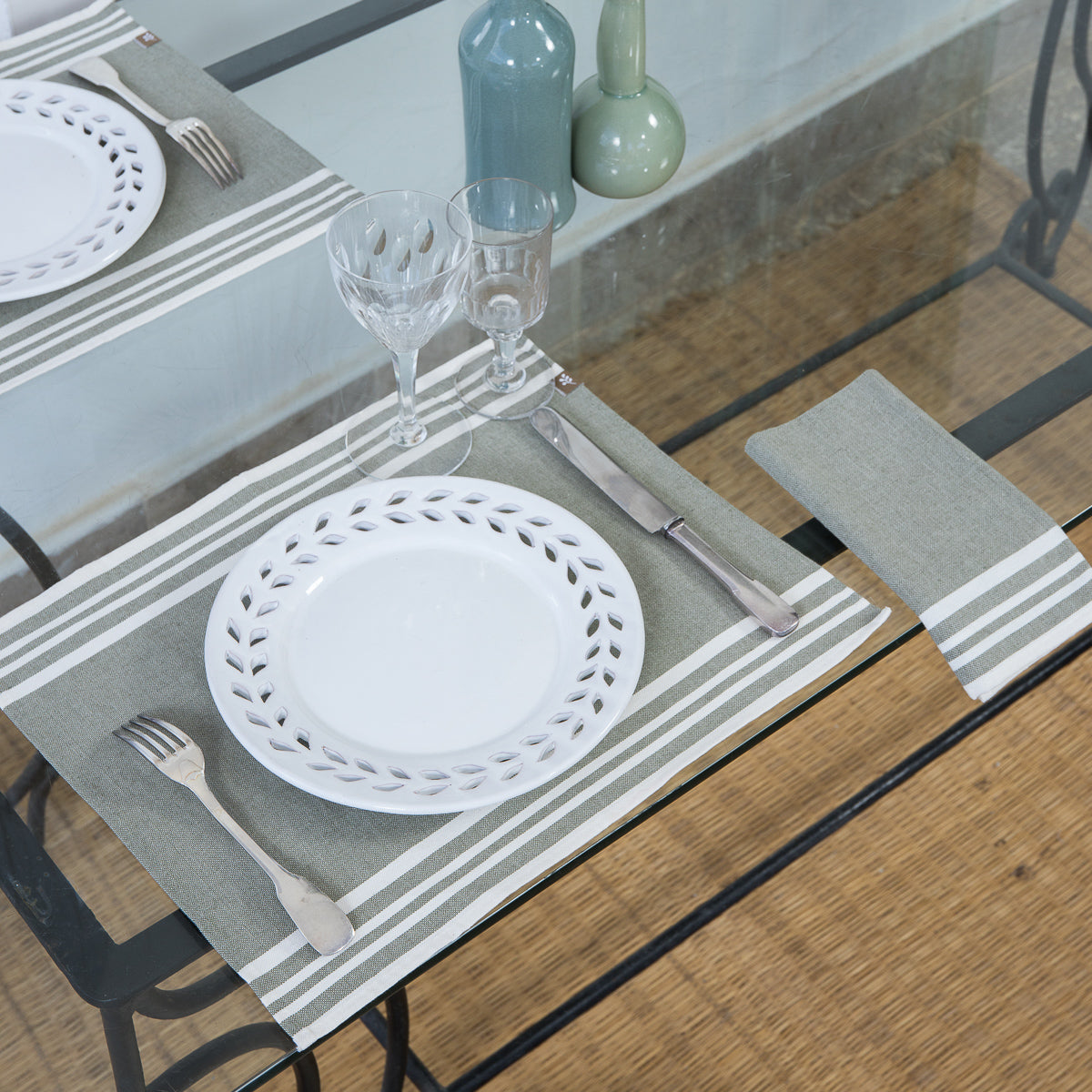 Set de table (x4) coton 35x50 MAHDIA - vert olive