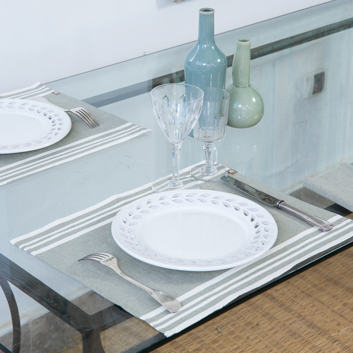 Set de table (x4) coton 35x50 MAHDIA - vert olive