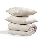 Parure + taies 65x65 coton lavé sable LUNAR - 260x240+2(65x65) cm