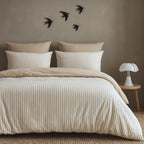 Taie d'oreiller (x2) coton lavé sable LUNAR - 65x65 cm
