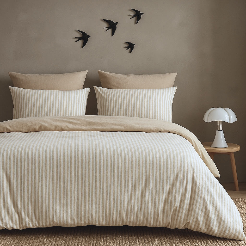 Taie d'oreiller (x2) coton lavé sable LUNAR