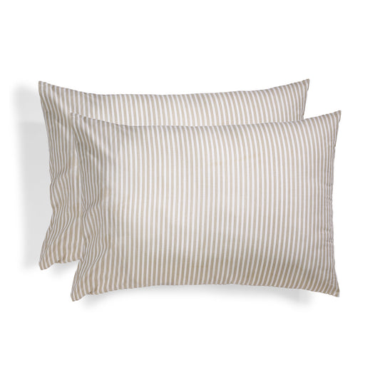 Taie d'oreiller (x2) coton lavé sable LUNAR