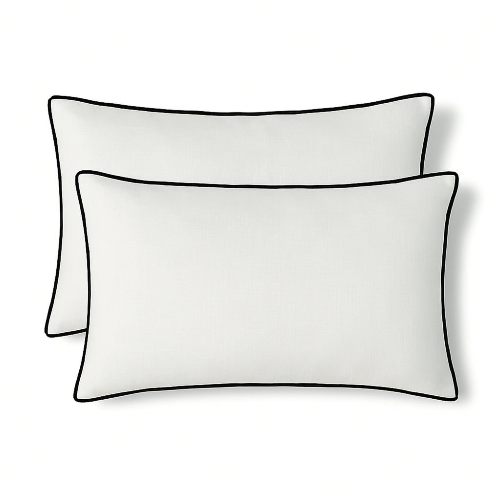 Lot de 2 housses de coussin toile de coton 50x30 JULES - blanc / noir