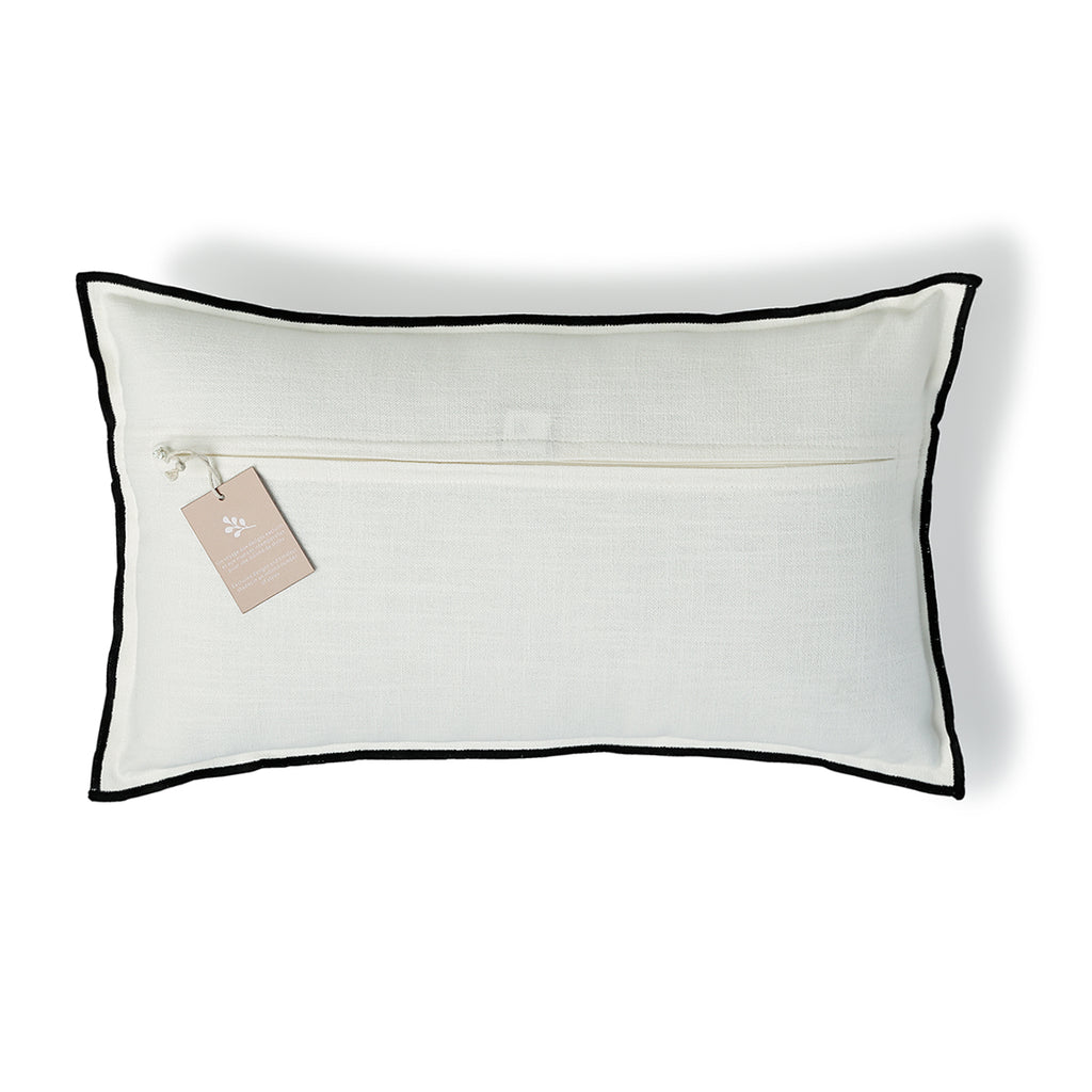 Lot de 2 housses de coussin toile de coton 50x30 JULES - blanc / noir