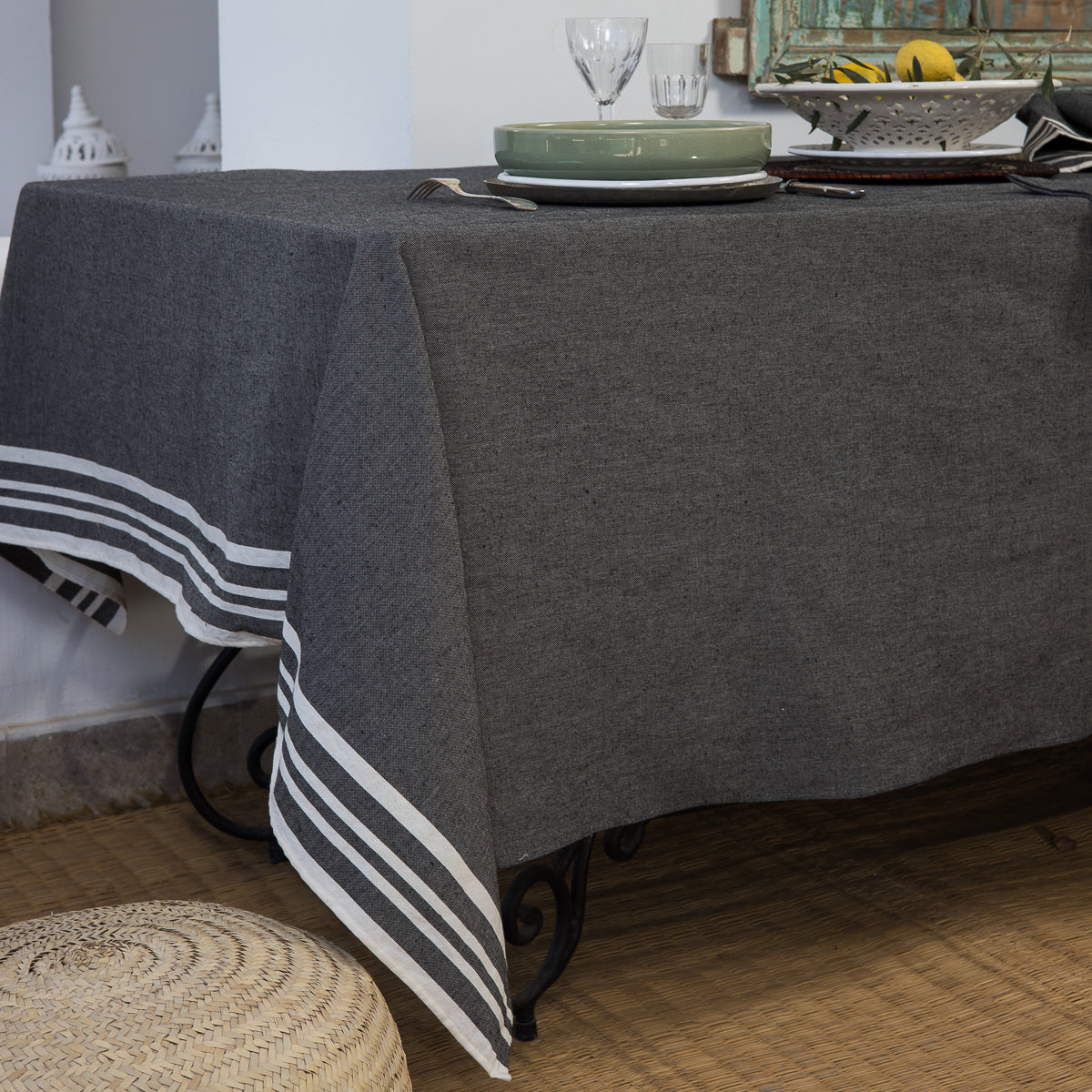 Nappe + 8 serviettes coton 180x300 MAHDIA