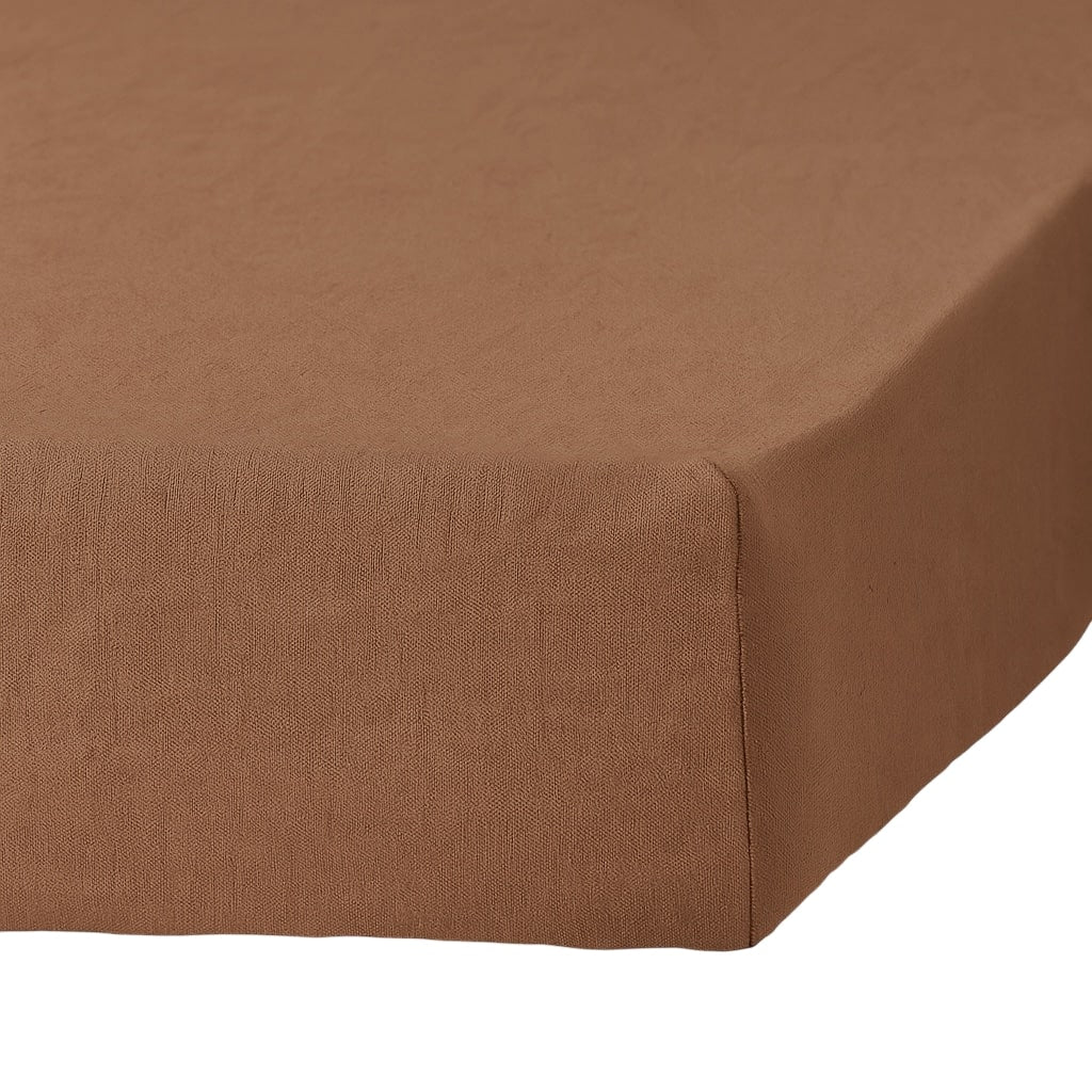 Drap housse lin lavé noisette CAMILLE - 140x200x30 cm