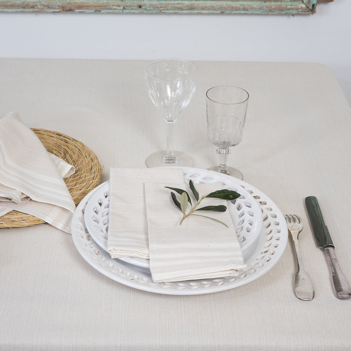 Nappe + 8 serviettes coton 180x350 MAHDIA