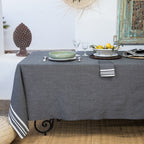 Nappe + 8 serviettes coton 180x350 MAHDIA - noir