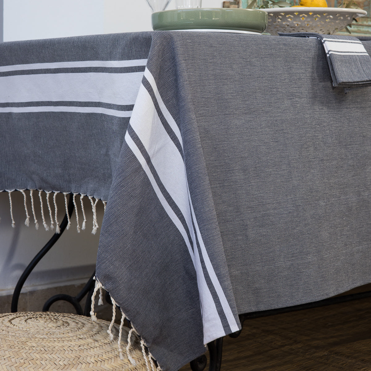 Nappe coton 180x300 ST TROPEZ - bleu jean