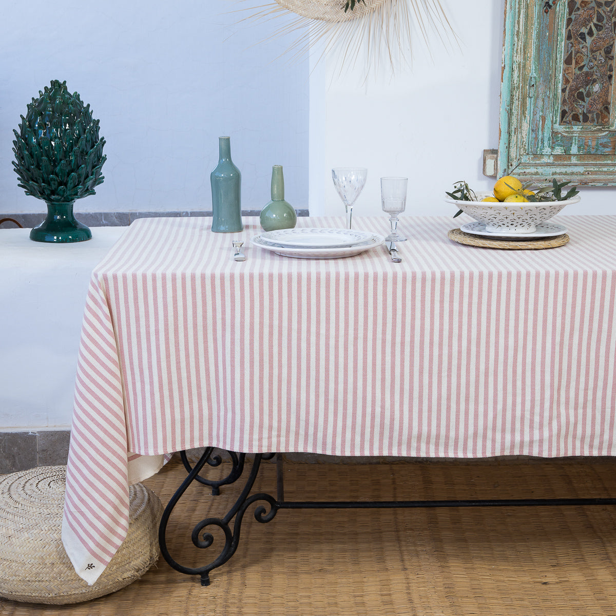 Nappe coton 150x250 HOSSEGOR - rose poudré