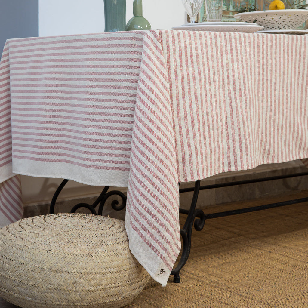 Nappe coton 180x300 HOSSEGOR - rose poudré
