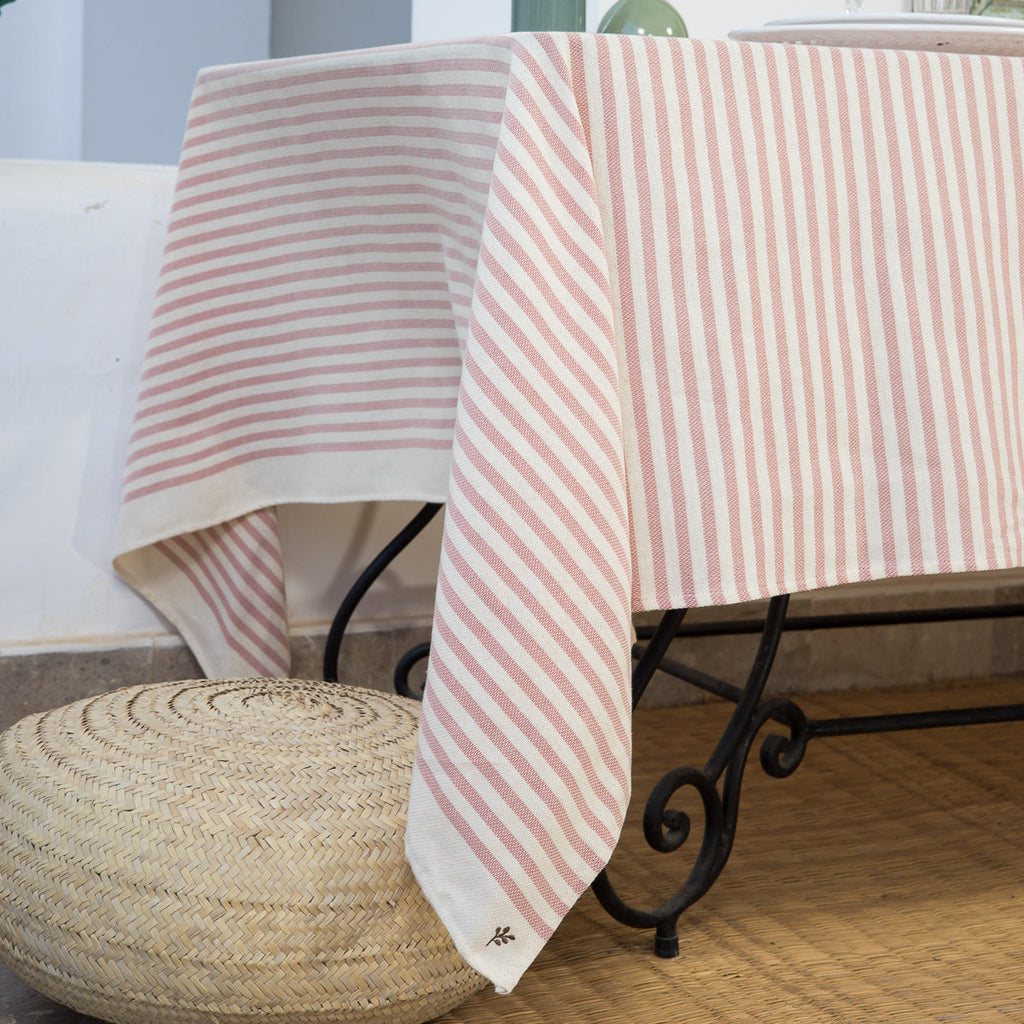 Nappe coton 180x300 HOSSEGOR - rose poudré