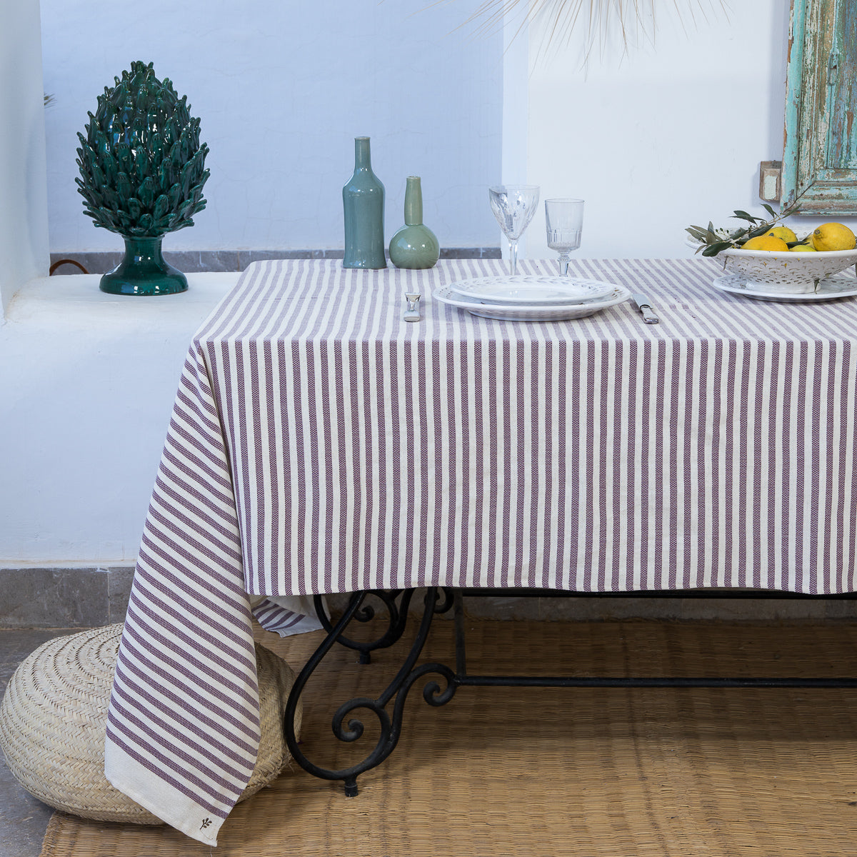 Nappe coton 180x300 HOSSEGOR - prune