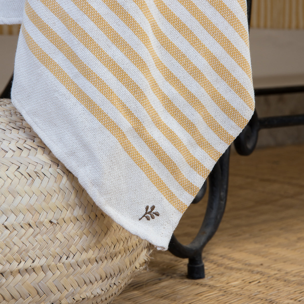 Nappe coton 180x300 HOSSEGOR - jaune moutarde