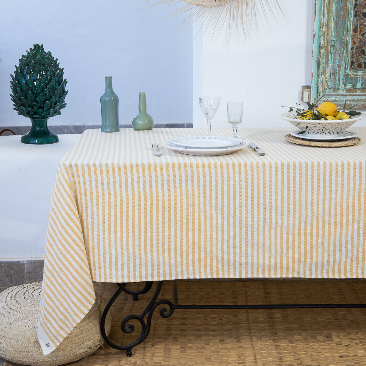 Nappe coton 180x350 HOSSEGOR - jaune moutarde