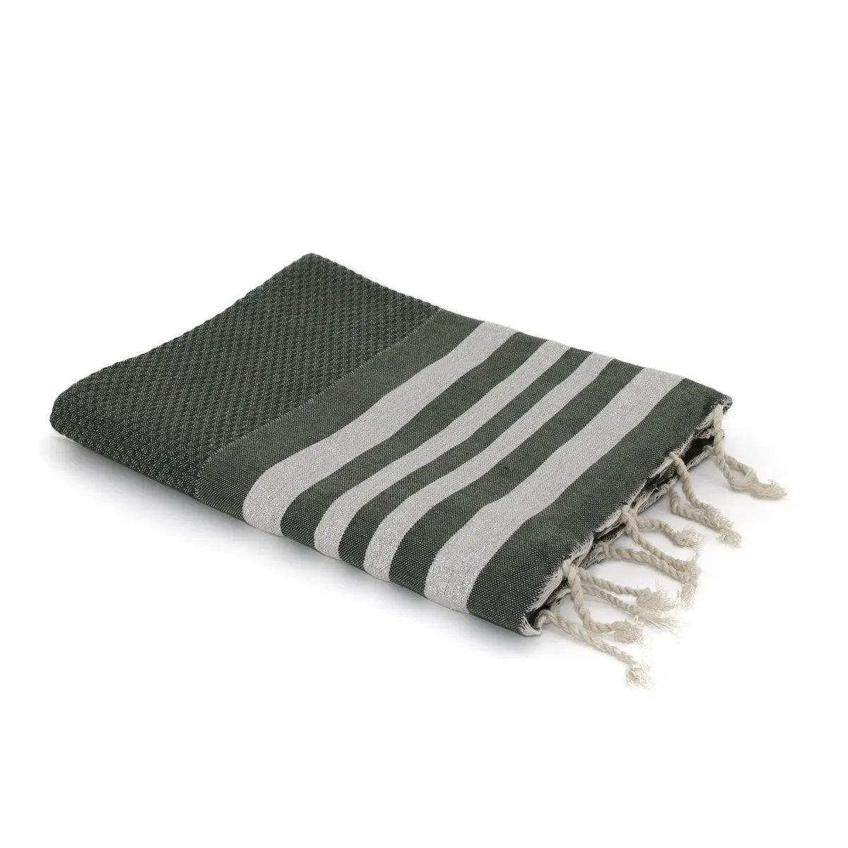 Fouta nid d'abeille lurex coton HAMPTONS 100x200 - febronie.com