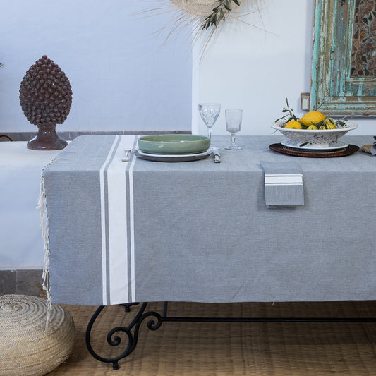 Nappe coton 180x350 ST TROPEZ - gris moyen
