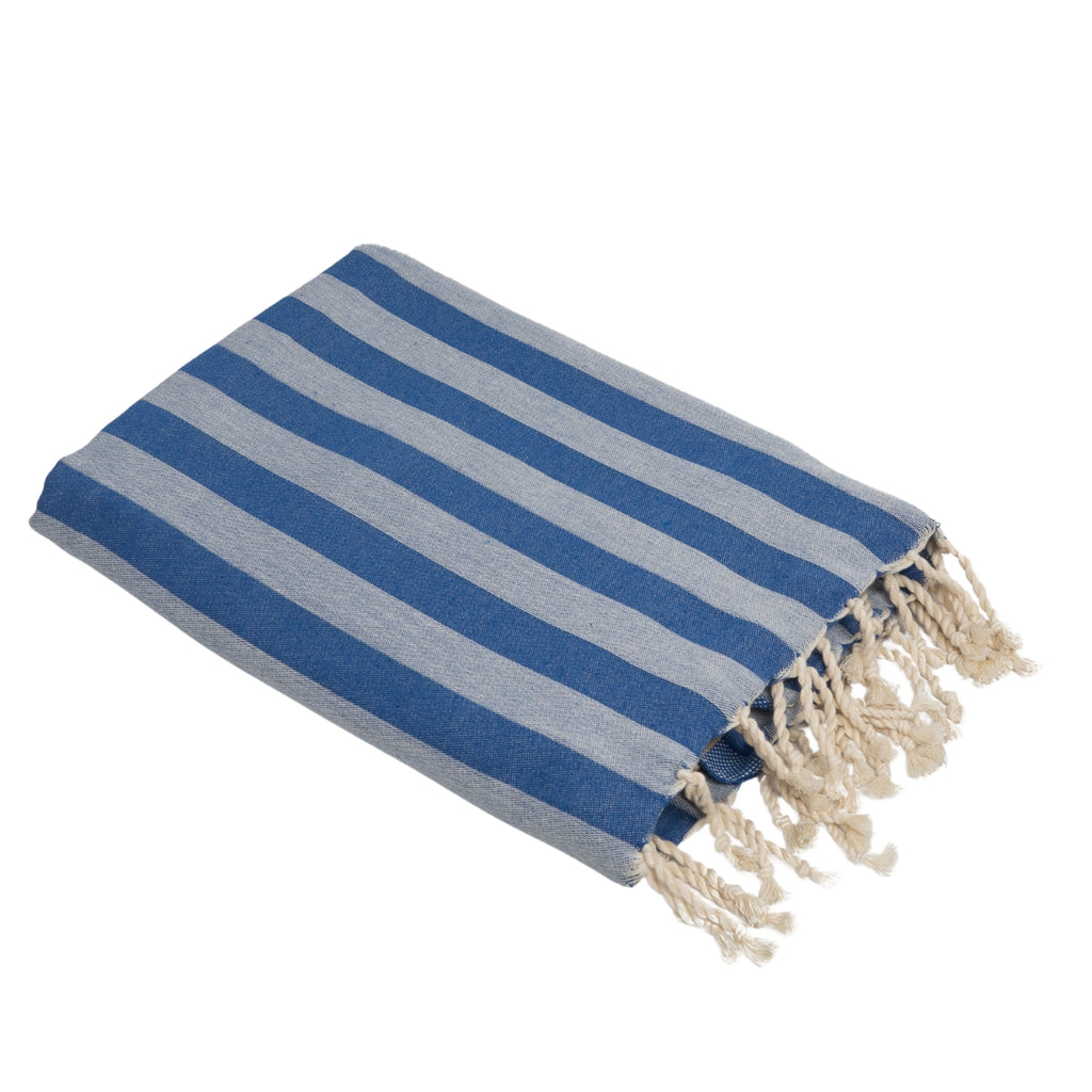 Fouta jacquard coton 100x200 CAPRI - bleu grec