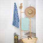 Fouta jacquard coton 100x200 CAPRI - bleu grec