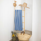Fouta jacquard coton 100x200 CAPRI - bleu grec