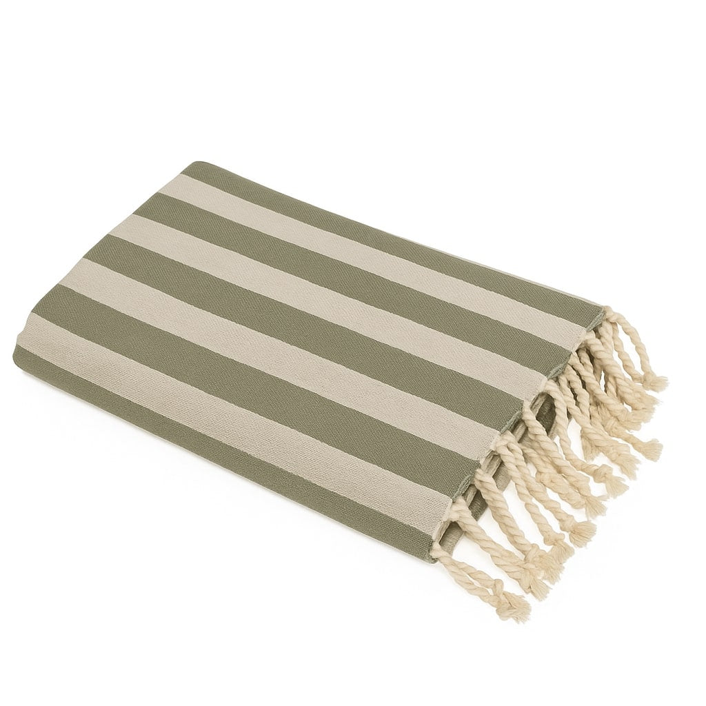 Fouta jacquard coton 100x200 CAPRI - vert olive