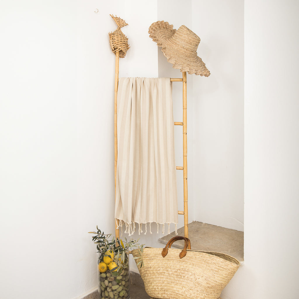 Fouta jacquard coton 100x200 CAPRI - taupe clair