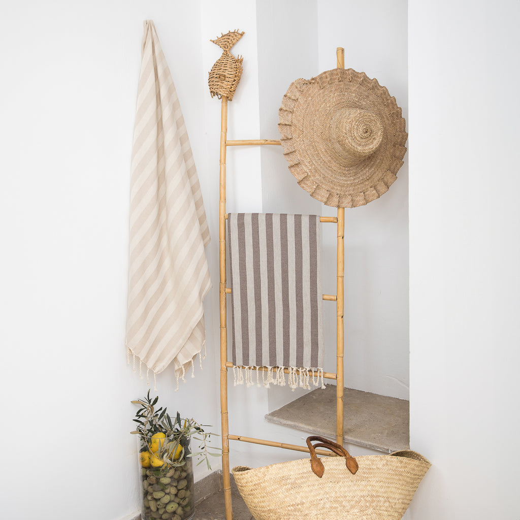 Fouta jacquard coton 100x200 CAPRI - taupe clair