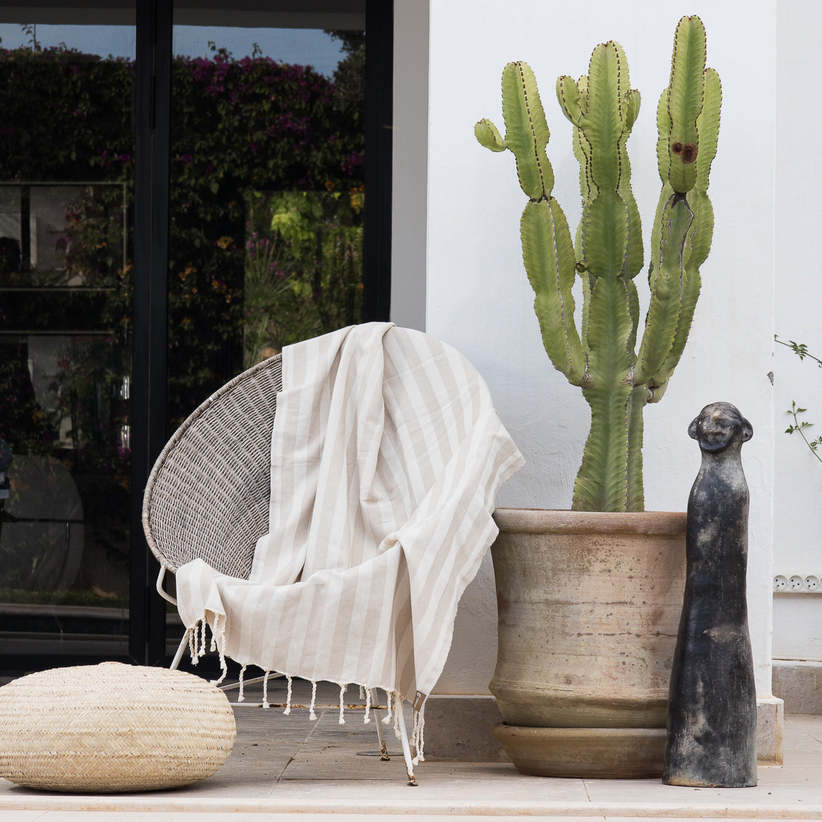 Fouta jacquard coton 100x200 CAPRI - taupe clair