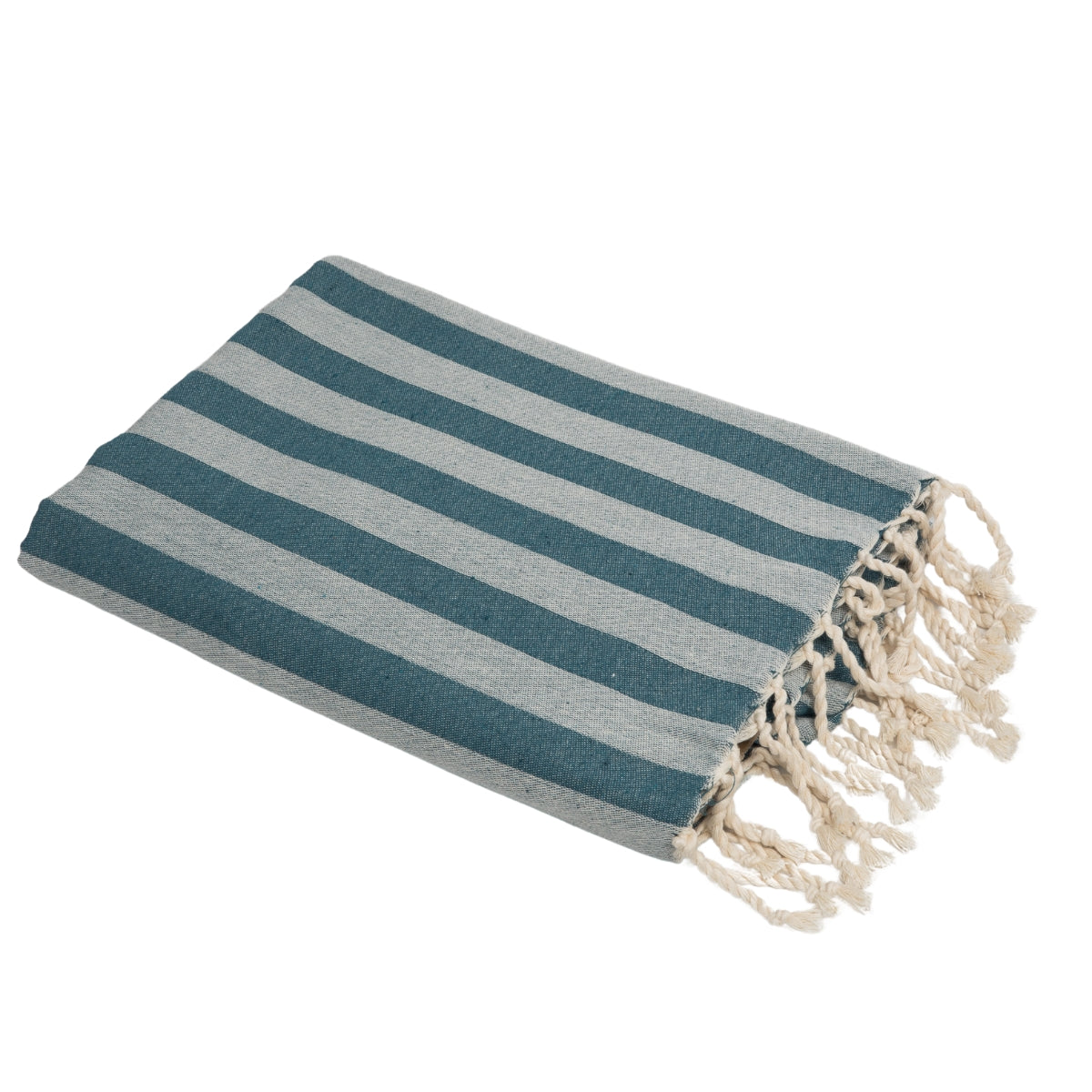Fouta jacquard coton 100x200 CAPRI - bleu pétrole