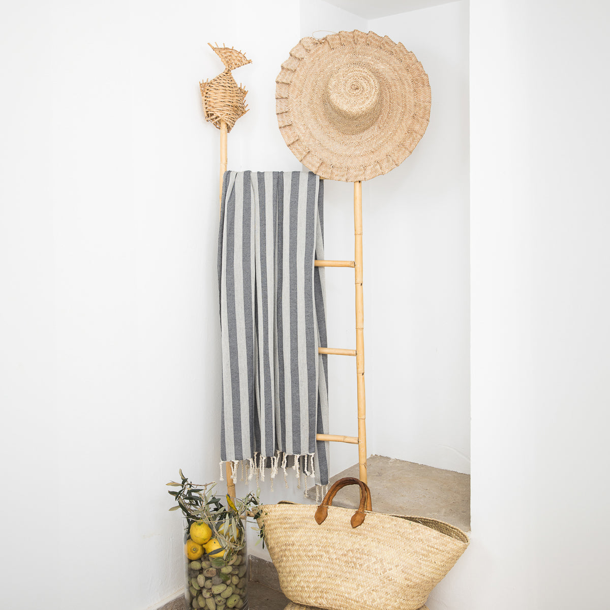 Fouta jacquard coton 100x200 CAPRI - gris moyen