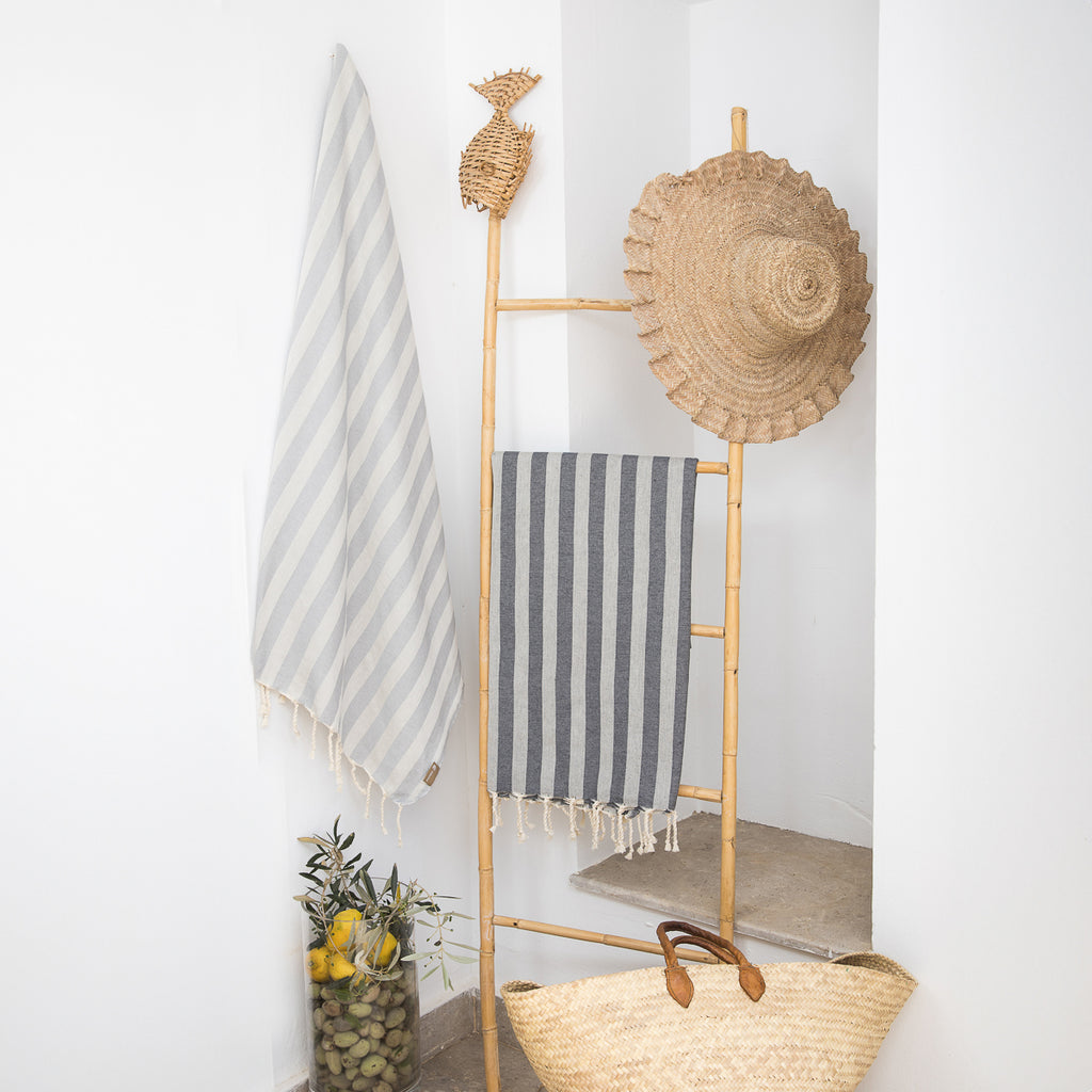 Fouta jacquard coton 100x200 CAPRI - gris clair