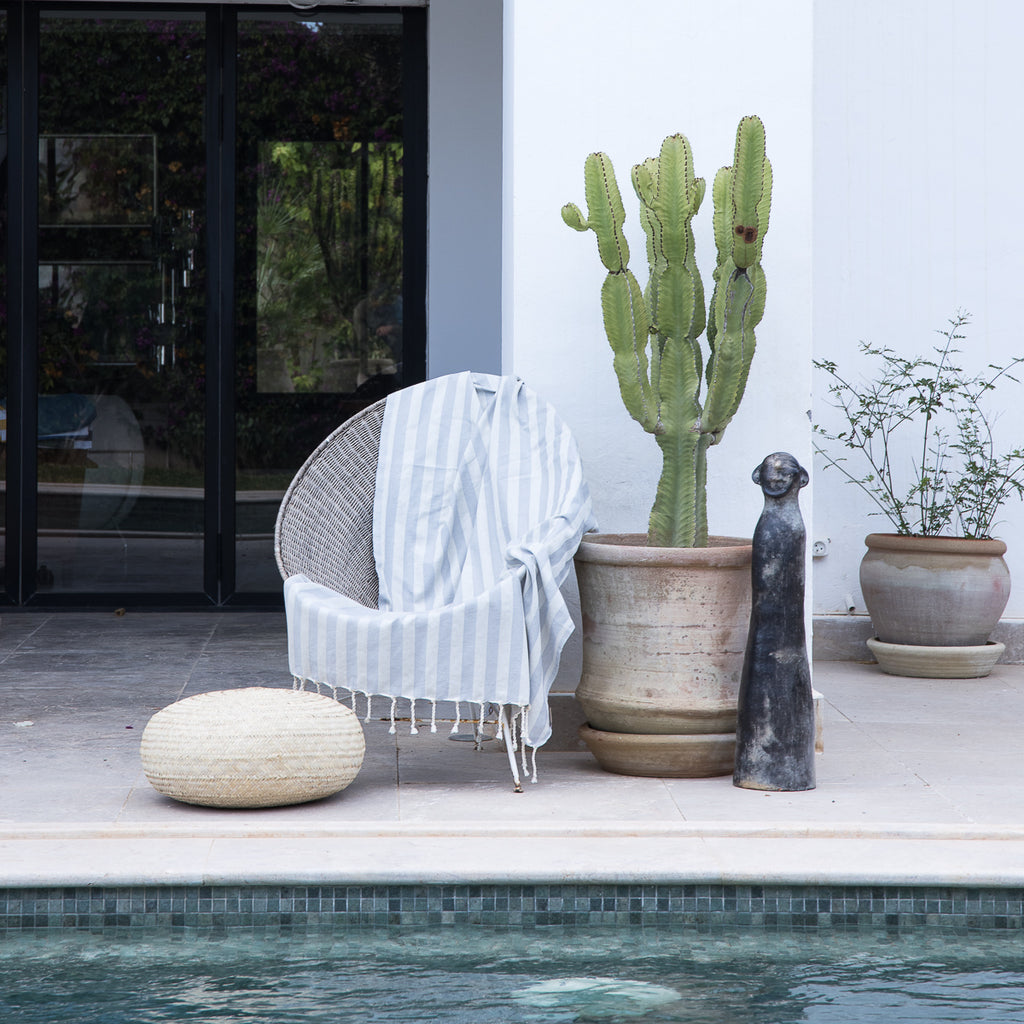 Fouta jacquard coton 100x200 CAPRI - gris clair