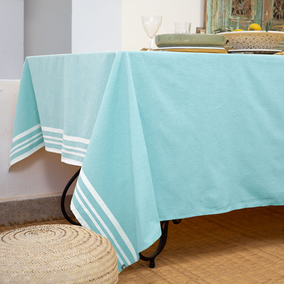 Nappe + 8 serviettes coton 180x350 MAHDIA