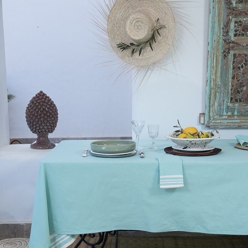 Nappe + 8 serviettes coton 180x350 MAHDIA
