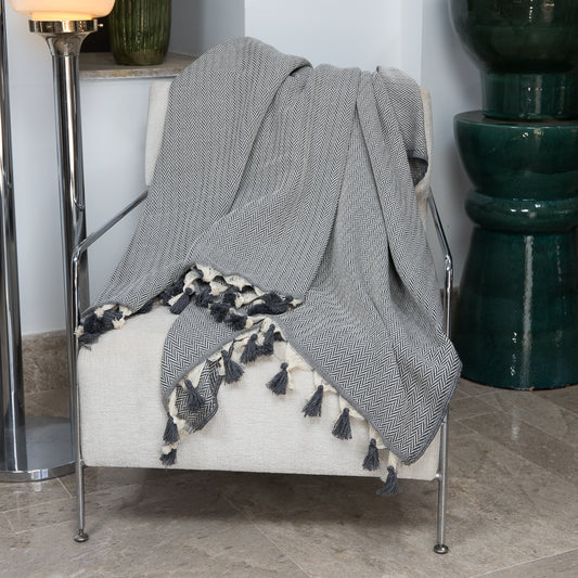 Plaid laine gris chiné GSTAAD