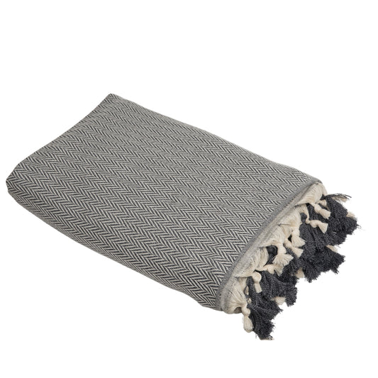 Plaid laine gris chiné GSTAAD - febronie.com