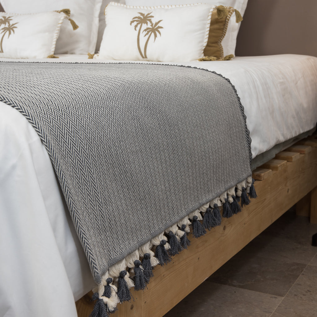 Plaid laine gris chiné GSTAAD - 130x170 cm