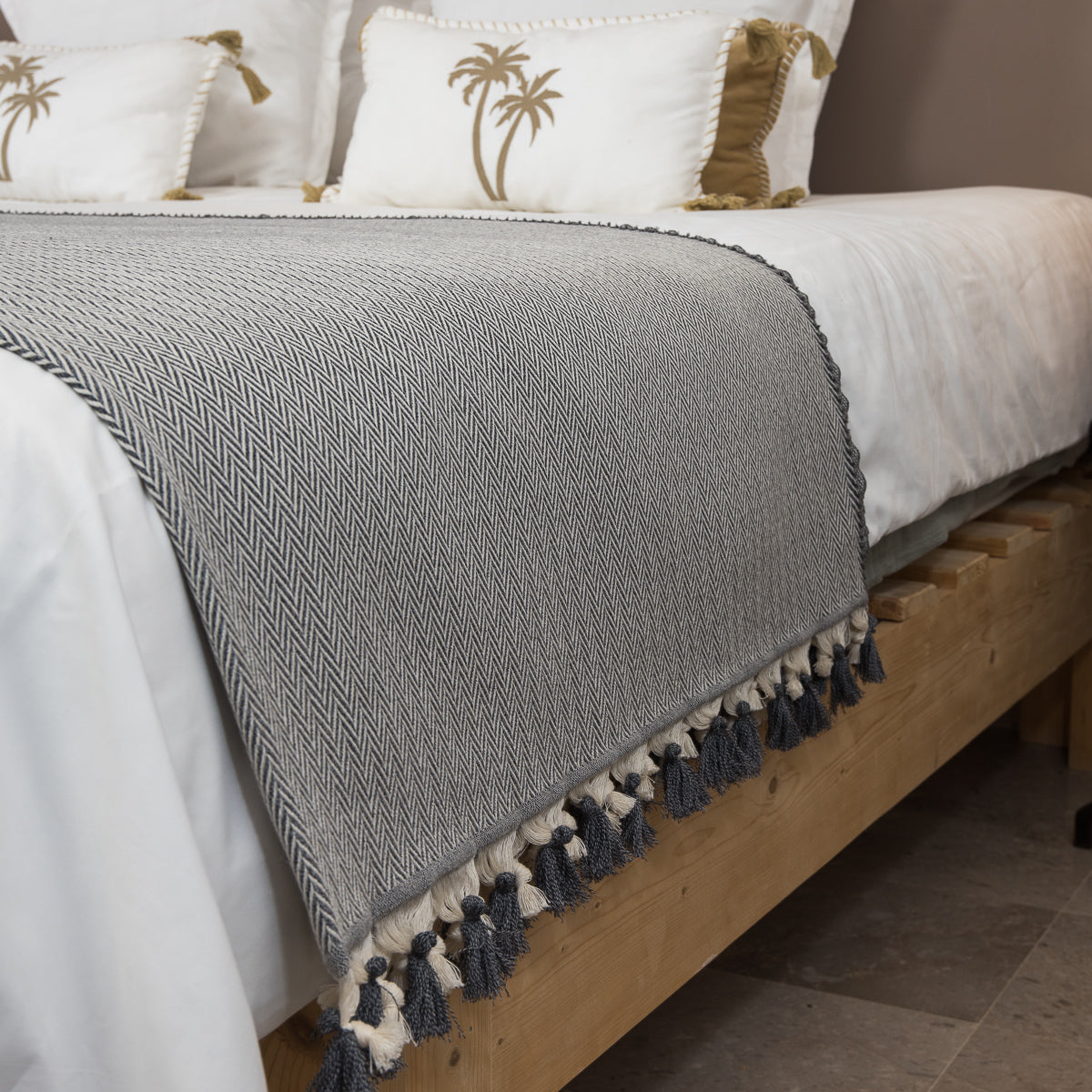 Plaid laine gris chiné GSTAAD - 130x170 cm