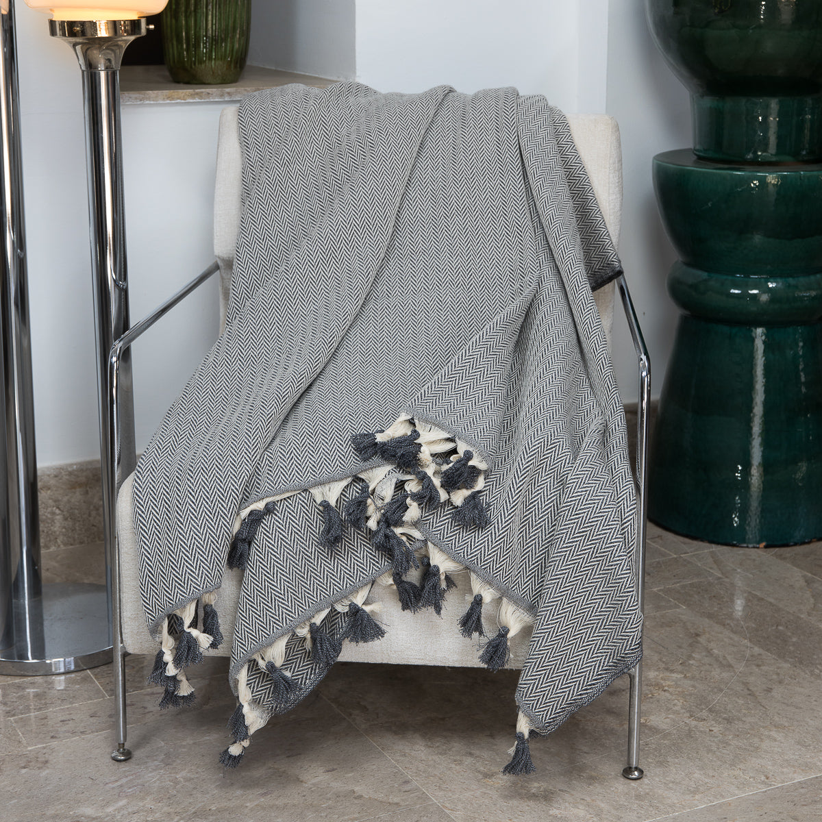 Plaid laine gris chiné GSTAAD