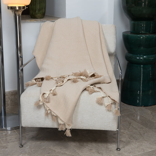 Plaid laine taupe clair GSTAAD