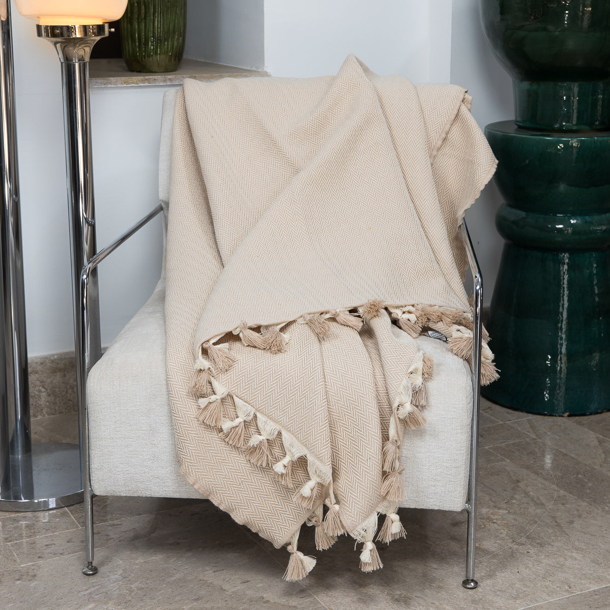 Plaid laine taupe clair GSTAAD - 130x170 cm