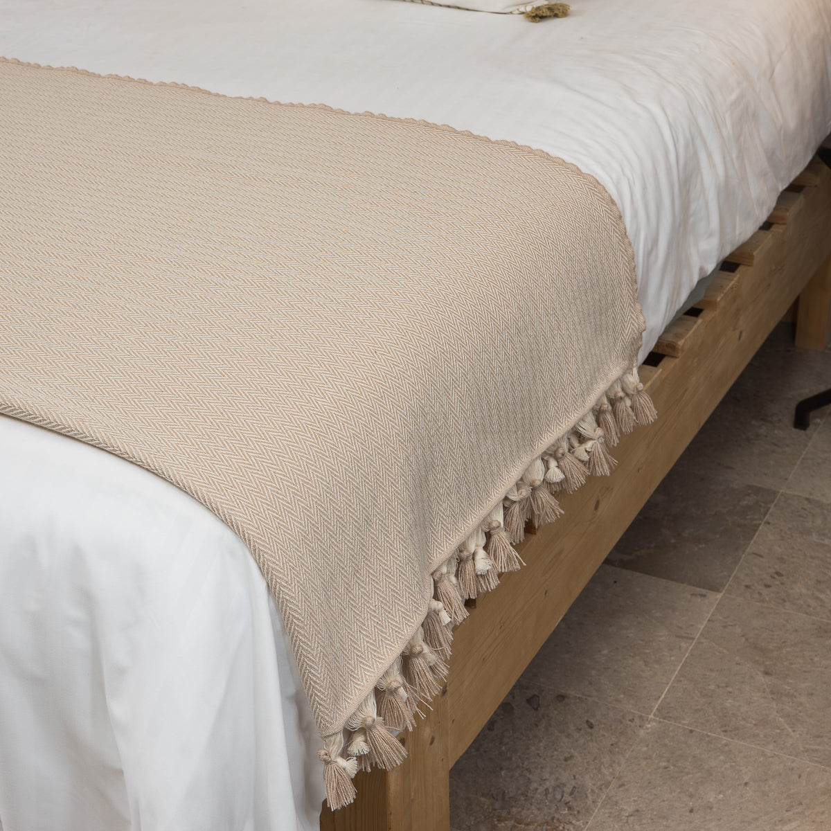 Plaid laine taupe clair GSTAAD - 130x170 cm