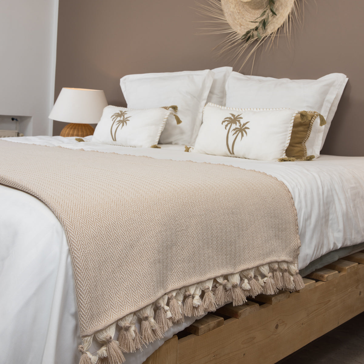 Plaid laine taupe clair GSTAAD - 130x170 cm