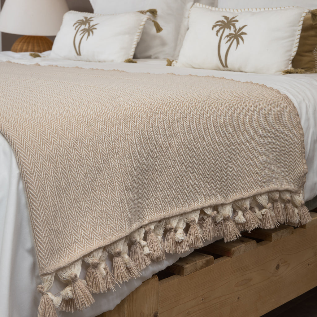 Plaid laine taupe clair GSTAAD - 130x170 cm