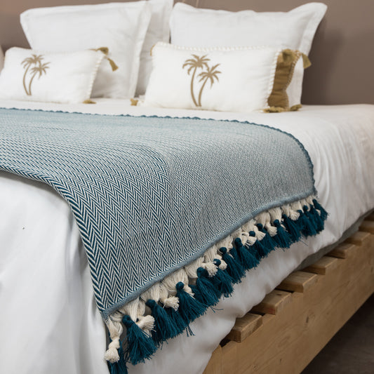 Plaid laine bleu pétrole GSTAAD