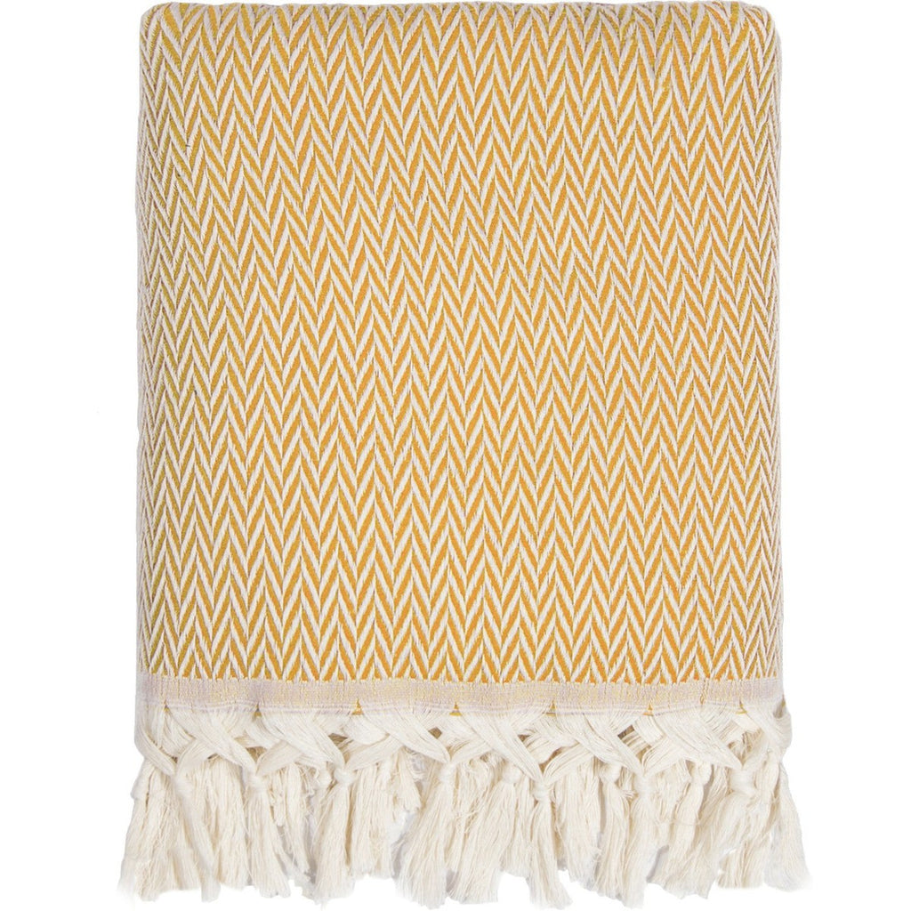 Plaid laine jaune moutarde ASPEN - 160x250 - febronie.com
