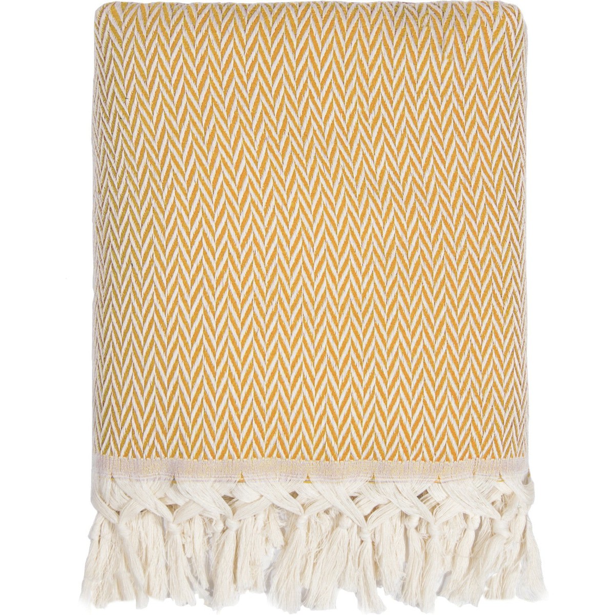 Plaid laine jaune moutarde ASPEN - 160x250 - febronie.com