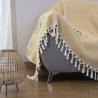 Plaid laine jaune moutarde ASPEN    febronie.com